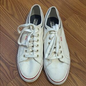 Keds Off-White Canvas Sneakers with Red Trim